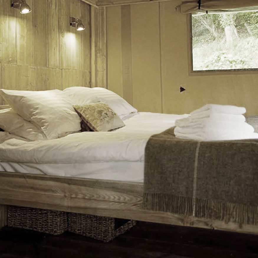 Reclaimed Wooden Framed Safari Tent Double Bed Furniture